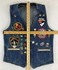 Vintage Gap Denim Biker Vest Size Medium With Patches And  30 Pins Pinbacks