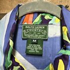 Vintage Ralph Lauren Country Silk Button Down Top 80   s Size Medium Beach 