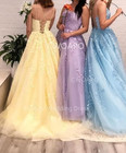 Long Lace Prom Dress Spaghetti Straps Formal Evening Gown Sz 8
