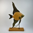 Vintage Mcm Mid Century Modern Frederick Cooper Angel Fish Sculptures Brass Wood