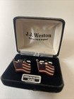 Cufflinks - J j  Weston American Flag Sterling Silver Plated Cuff Links T1