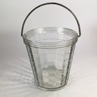Vintage Anchor Hocking Clear Glass Ice Bucket Block Optic 5 5   H Metal Handle