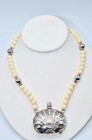 Vintage Poison Decanter Sterling Silver Shell Pendant Snuff Perfume Bottle