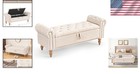 Storage Bench End Of Bed Ottoman With Storage Large Upholstered Linen Beige