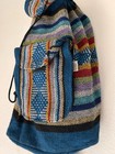 Mexican Mexico Knit Hippie Backpack Travel Boho Drawstring Tribal Dark Woven
