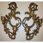 Sexton Vintage Candelabras Sconces Scrolled Cast Metal Antique Bronze Finish