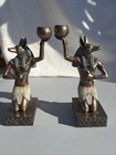 Veronese  2000  Anubis Egyptian Kneeling Figurines Set Of 2 Signed Resin 7in