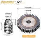 Worm Gear Set 1 5 Module 40 1 Reduction Rate Gear-12mm Id 63mm Od  Rod 12mm Bore