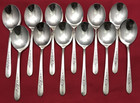 Vintage Set Of 12 Silverplated 6 25  Round Bowl Cream Soup Spoons Nobility Plate