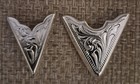 Vintage Montana Silversmiths 2 Sets Engraved Silver-tone Western Collar Tips Box