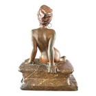 E  Villanis Signed Orientalist Nude Woman Sculpture Art Nouveau Bronze Patina