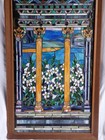 Large Tiffany Style Stained Glass Panel Window Field Of Lilies Column Art Nouvea