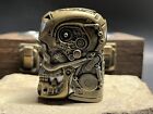 Rare Heavy 5-side Zippo Lighter Machine Skull Zippo New  Wood Box