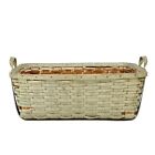 Antique 1910s 31  Painted Sage Green Woven Splint Oak Gathering Harvest Basket