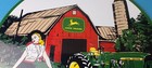 Vintage John Deere Sign - Girl On Fence Porcelain Farm Tractor Gas Pump Sign