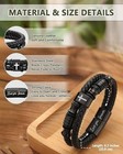 Men s boys Christian Leather Cross 8 2in Long Bracelet Joshua 1 9 Baptism Black