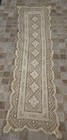 Antique Handmade Lace Table Runner Filet Crochet Floral Victorian Dresser Scarf
