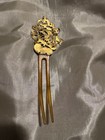Antique  Victorian Edwardian Gold Plate Metal Hair Comb Pin Celluloid 