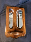 Vtg Wood   Oval Mirrored Corner Wall Shelf For Trinket Display candle 18hx6x6