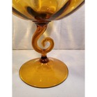 Large Amber Mid Century Modern Empoli Curly Footed Balloon Snifter Bowl 14 