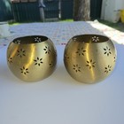 Vintage Brass Candle Holders Star Cut-out Round Set Of 2 - 4  X 5 5 