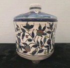 Jerusalem Hand Painted Signed Ceramic Lot - Birds Flowers Serving Tea Vase