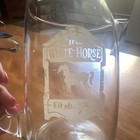 Vtg White Horse Scotch Whisky Ad Barware Glass Pitcher Clear  estab  1742  5 In