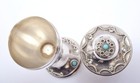 Israeli Judaica Sterling Silver Besomim Besamim Small Spice Box Tower Turquoise
