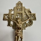 Vintage Ornate Filigree Gold Plated Jesus Cross Crucifix Wall Decor Religious 