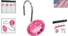 Shower Curtain Hooks Acrylic Rhinestone Bling Rings For Bathroom Pink 12pcs