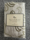 Pottery Barn -  new  Filigree Euro Sham Hand Embroidered Ivory With Green Leaves