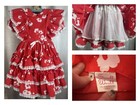 Vintage Small World Sz 6 Red White Floral Lace Trim Full Circle Pinafore Dress