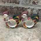 Set Of 5 Vintage Rooster Napkin Rings Country Multicolor