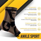 Copper Ankle Support Brace Compression Sleeve Socks Foot Joints Pain Relief Gym