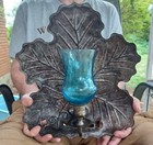 Vintage Large Brass Leaf Candle Holder Wall Sconce  Patina Brown Grape Leaf 