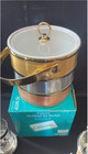Vintage  Gold Silver Copper Banded Insulated Ice Bucket Retro Bar Ware