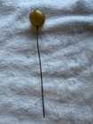 Antique Victorian Celluloid Hatpin 8    Long Yellow Swirl Top Early Plastic