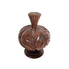 Antique French Carved Wood Finial     Scroll Leaves Design     4 92 In     Newel Post