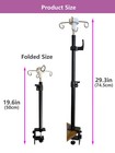 Portable Iv Pole Foldable Adjustable With 4 Hooks For Travel   Home Care