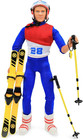 New - 12    Action Figure Skier Doll  6 1 Click N Play Skiing - Last One Available