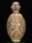 14  Old Chinese Xixia Color Porcelain Phoenix Bird People Head Bottle Vase