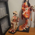 Handmade Japanese Geisha Dolls Set Of 2 In Traditional Kimono With Accessories