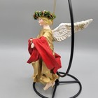 Vintage Midwest Importers Christmas Angel Figurine Ornament Gold Red Fabric