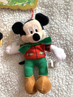 Rare Disney Store Mickey  Minnie   Pluto Holiday Christmas Plush Ornament - New 