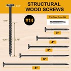  14 X 3 Wood Structural Lag Screws 54pcs Star Drive Decking X 3   Black