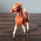 Vintage Mcm Small Pony Horse Brown   White Glossy Porcelain Ears Back 4  X 5 