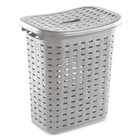 Sterilite Plastic Weave Laundry Hamper Slim Clothes Lidded Basket  Gray  4-pack