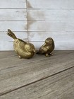 Vintage Pair Of Brass Songbirds Sparrows Mid Century