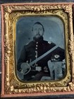 Civil War 1 9 Ambrotype Photo Of Armed W  Sword