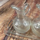 Nice Older Glass Cruet Set With Tray  2 Cruets With Tray  Vintage Chalice Co 